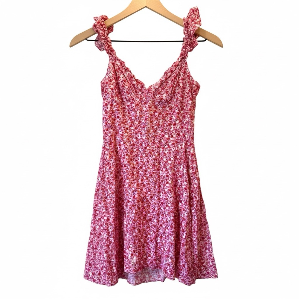 B. Smart Cute Pink Floral Dress sleeveless with ruffle straps Juniors size 1